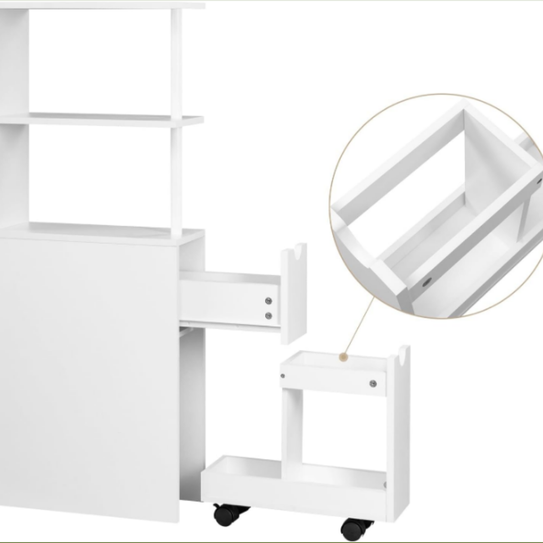 ™Cavora | עמוד אמבטיה צר, 19x45x113 ס"מ, MDF לבן, 2 תאים פתוחים