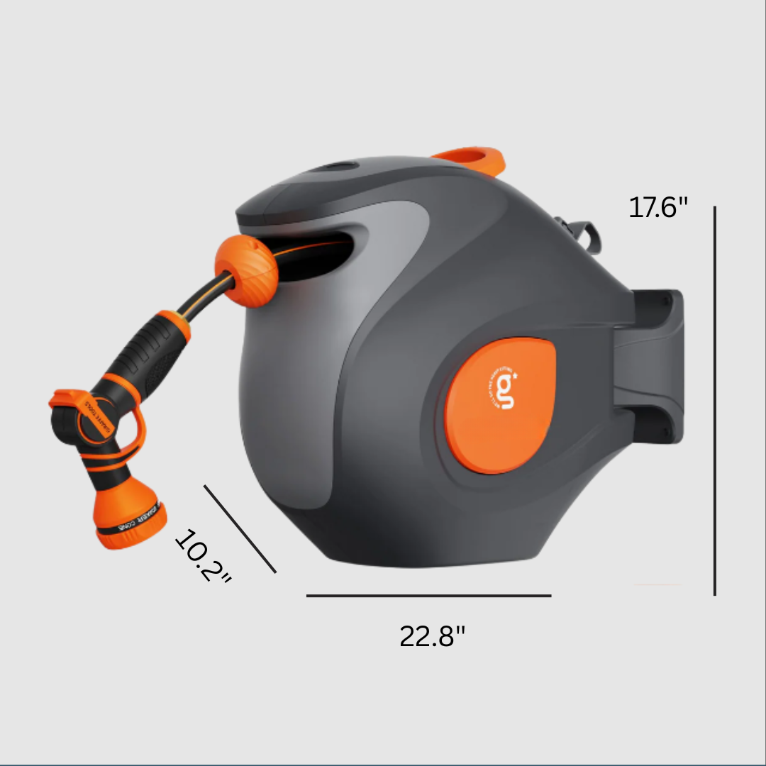 ™Zyphos | סליל צינור גינה – 100 רגל, החזרה אוטומטית, פיה 9 מצבים